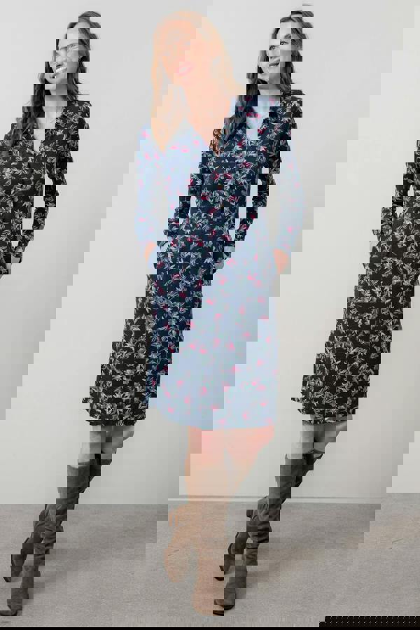 Lily & Me Elmore Organic Cotton Jersey Shirt Dress Navy