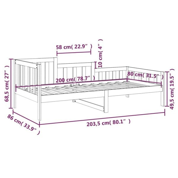Berkfield Day Bed White 80x200 cm Solid Wood Pine