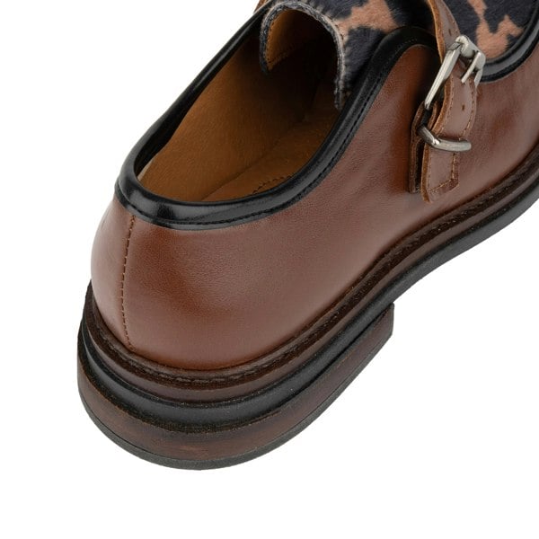 Embassy London Strapp - Brown & Cow - Women’s leather loafer with buckle
