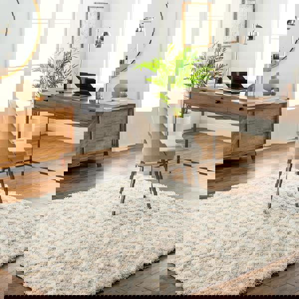 Livabliss Urban Shag-Geometric Cream Beige Soft Plush Pile Rug