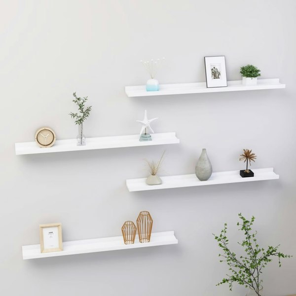 Berkfield Wall Shelves 4 pcs White 80x9x3 cm