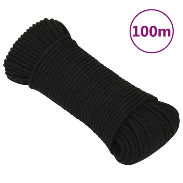 Berkfield Work Rope Black 5 mm 100 m Polyester