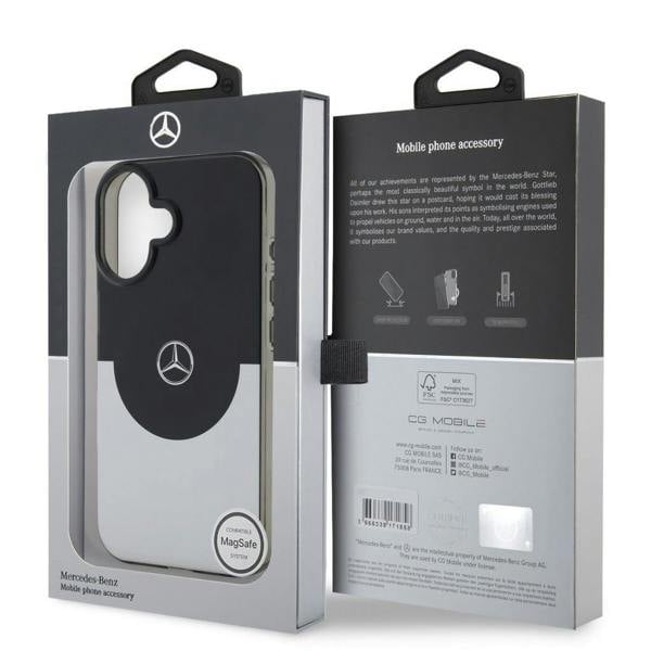 Mercedes Double Layer Case with MagSafe for iPhone 16 6.1" Black/Silver - MEHMP16S23HBIGK