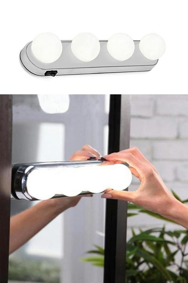 Living and Home Portable Cordless LED Makeup Light with 4 Bulbs