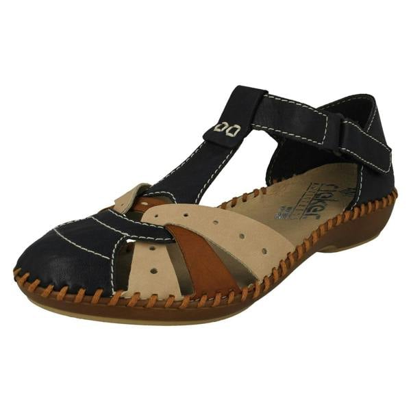 Rieker Ladies Rieker T-Bar Cut Out Detailed Antistress Shoes M1655