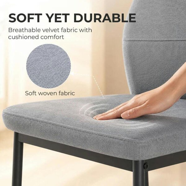 Modern Tall Chairs, Set of 2 Velvet Bar Stools with Footrest and Backrest, Kitchen & Living Room Stools, Grey
