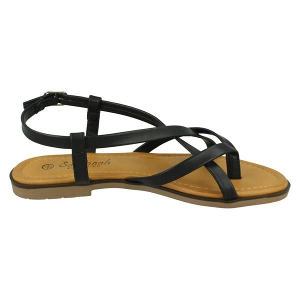 Savannah Ladies Savannah Flat Strappy Toepost Sandal with Buckle Strap F00444