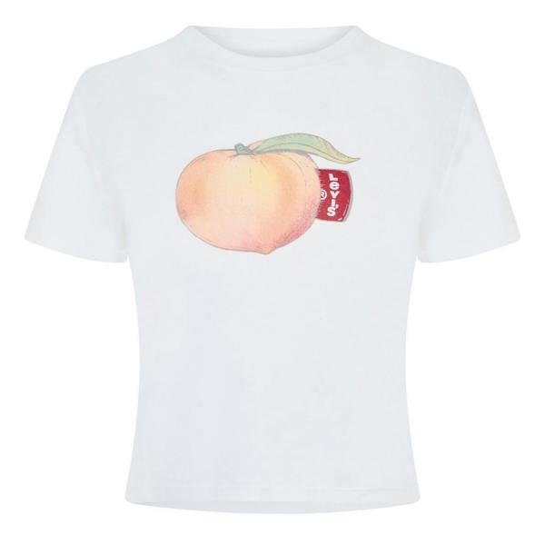 Levis Womens/Ladies Criss Cross Peach Boxy T-Shirt - White/Peach - 