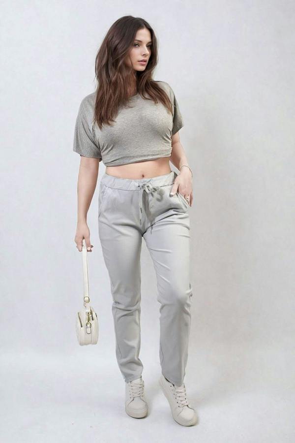 Delilah Casual Drawstring Trousers - Grey