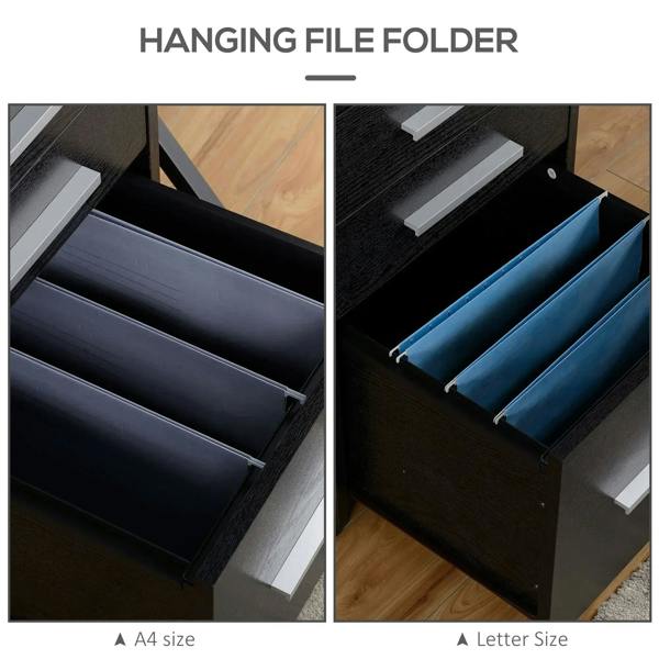 Black filing cabinet drawer inserts for hanging letter and A4 file folders