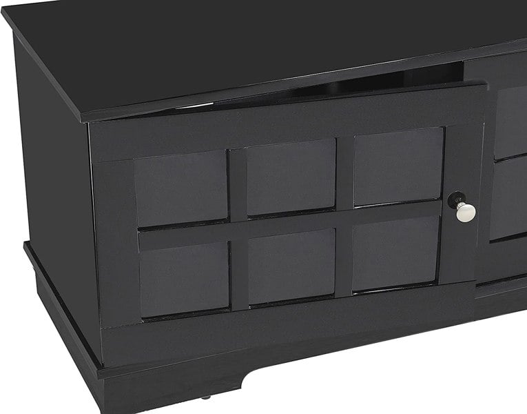 MDA Designs Hamilton Black Freestanding Traditional TV Cabinet with Storage Elegant Classic Design for Flat Screen TVs up to 55"