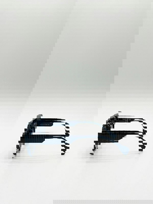 SVNX Retro Ribbed Navigator Sunglasses in Black