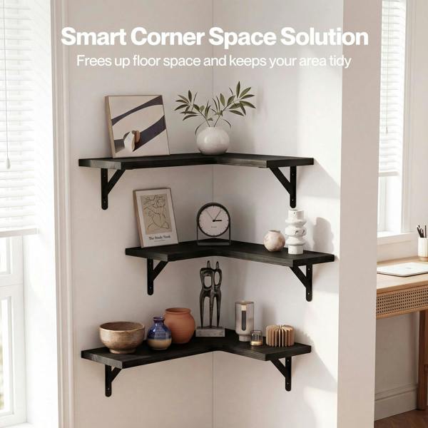 Levede Floating Shelf Wall Mounted 3pc Corner Shelf Unit Home Sotrage Decor