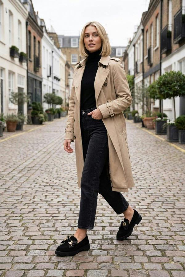 Ines Faux Suede Chunky Loafers - Black
