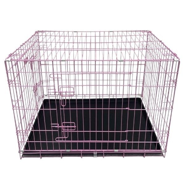 HugglePets Pink / Blue Dog Cage with Plastic Tray