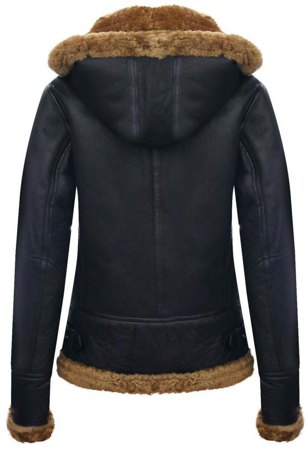 Infinity Leather Womens Hooded Sheepskin Flying Leather Jacket-Palermo