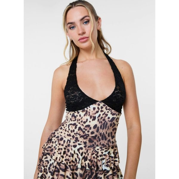 Pink Vanilla Leopard Print Halterneck Playsuit