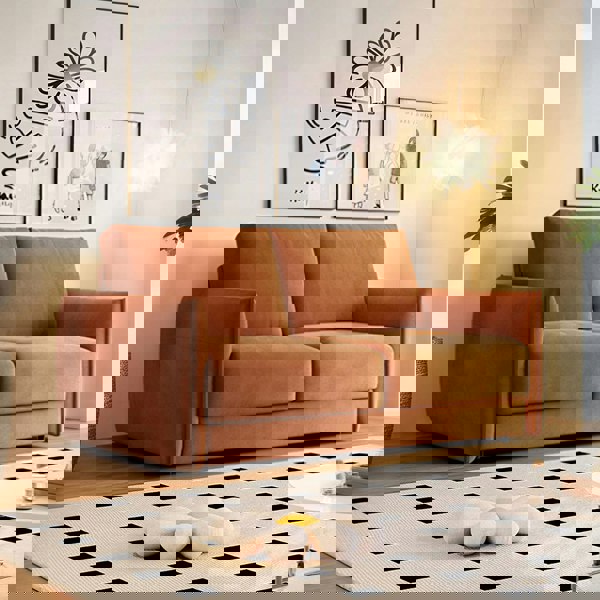 Kaur Two Seater Sofa Bed, Pull Out Sleeper Sofa Bed, More Colours-Weilai Concept-Orange-148cm-Weilai Concept