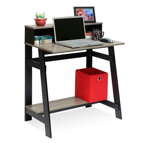 WALPLUS GYW Simplistic A Frame Computer Desk, Black/French Oak Grey | Modern Desk Designed for Contemporary Interiors | 14054BK