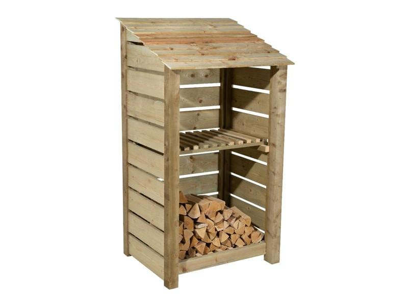 Arbor Garden Solutions Slatted Wooden Log Store with Shelf W-99cm, H-126cm Or 180cm, D-88cm