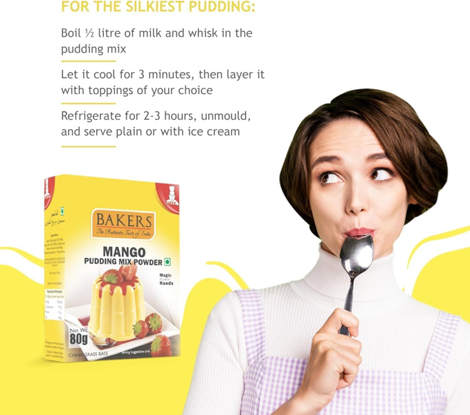 Bakers Mango Pudding Mix Powder, Instant Dessert 80g