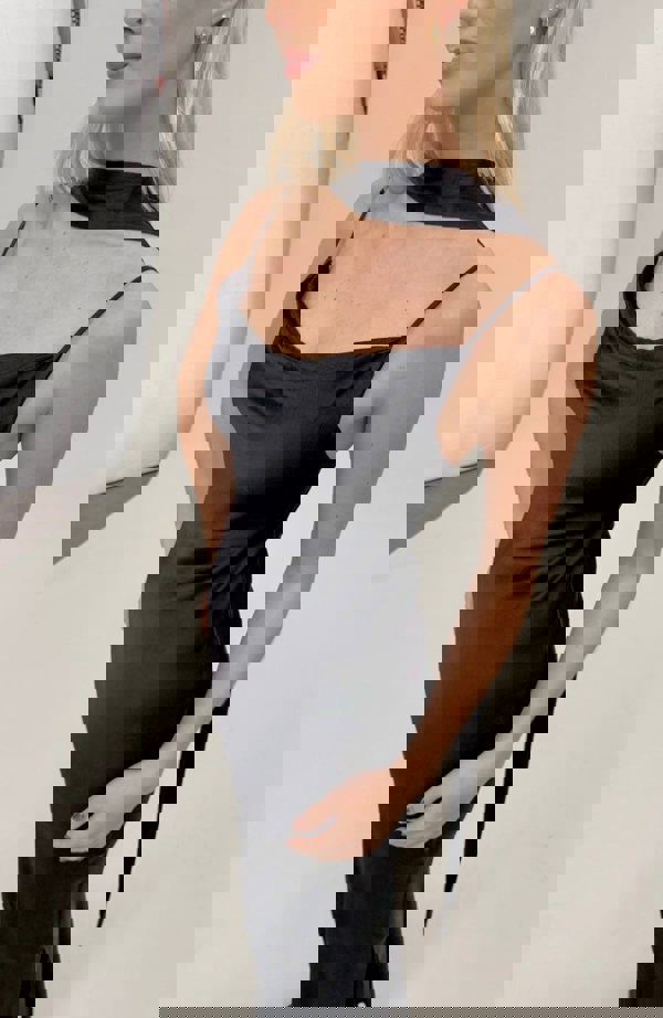 Rewritten London Pollenca Dress in Black Viscose Satin