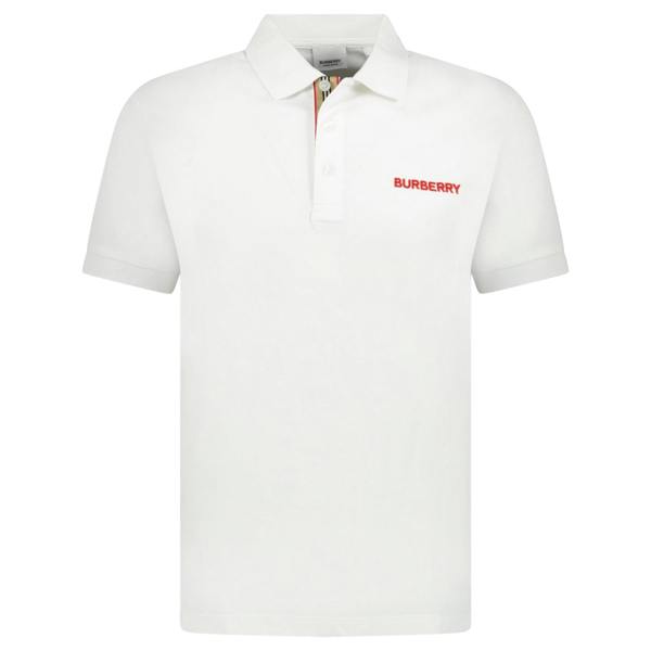 Burberry 'Hartford' Embroidery Logo Check Polo White - chancefashionco