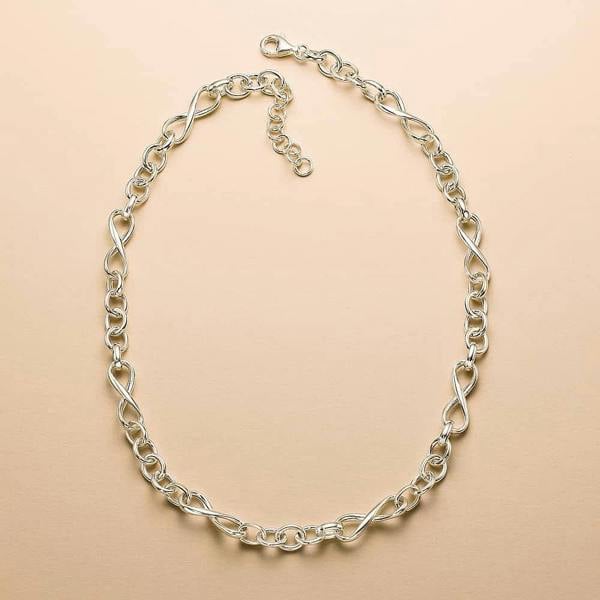 Pia Sterling Silver Infinity Link Necklace, Polished Chain