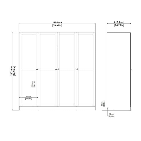 Furniture To Go Brande Wardrobe with 4 Frame Doors in Cashmere