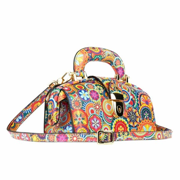 Embassy London Gazelle Mini - Signature Print - Women's mini bowling bag with handle and strap