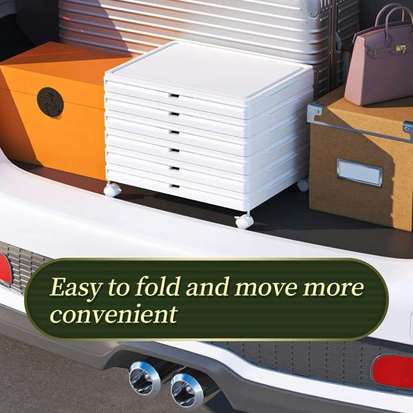 HYGRAD BUILT TO SURVIVE Foldable White Plastic Shoe Box 2/3/4/5/6 Tier Stackable Storage Cabinet-Rolling Storage Organizer Containers With Lid