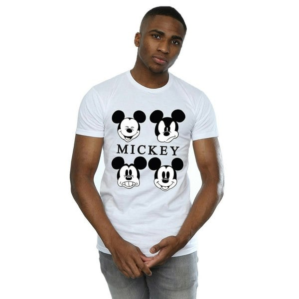 Disney Mens Four Heads Mickey Mouse Cotton T-Shirt - White