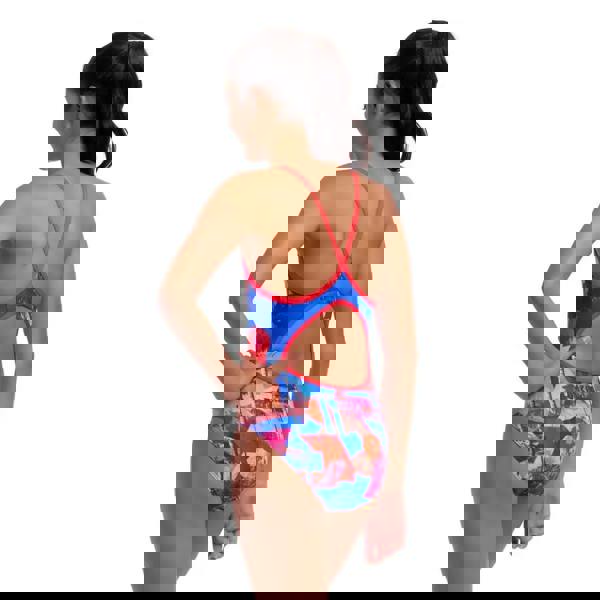 Funkita Girls Miss Adventure Diamond Back swimsuit in blue pink with red accents