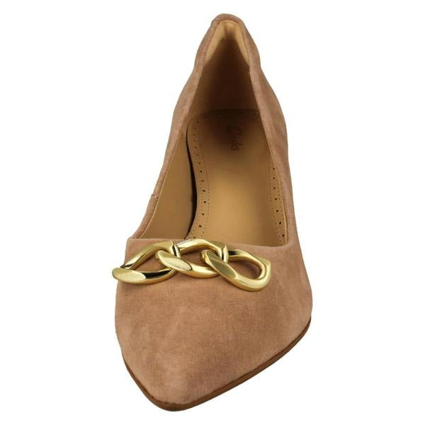 Clarks Ladies Clarks Chain Detailed Kitten Heeled Shoes Violet55 Trim