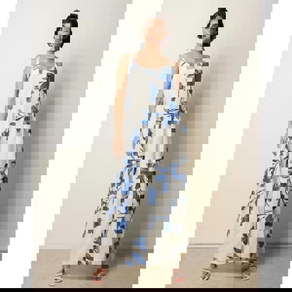 Blue Vanilla Floral Print Wide Leg Jumpsuit