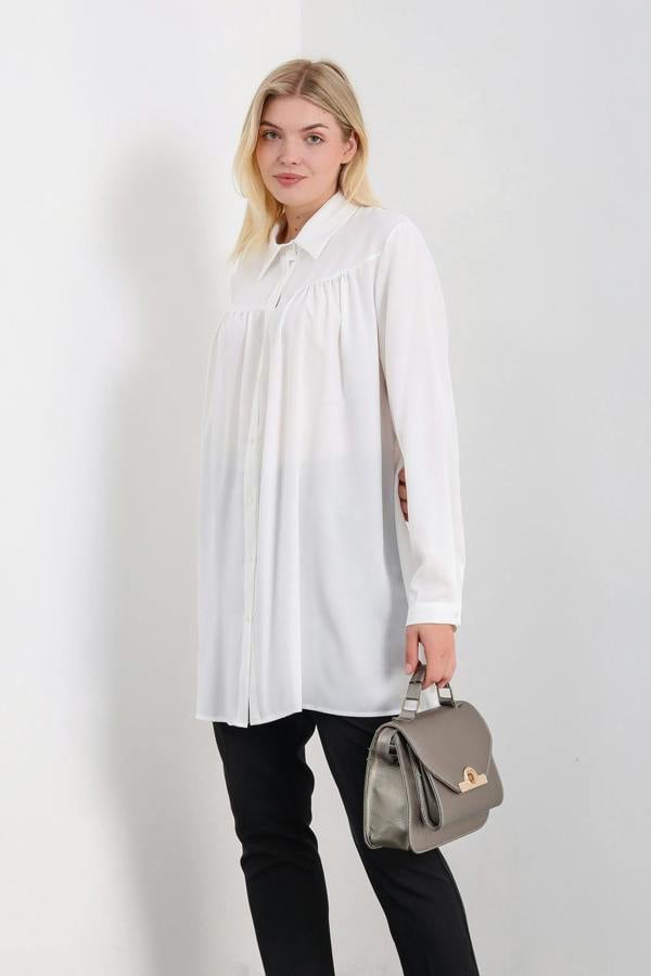 Hoxton Gal Relaxed Fit Long Sleeves Tunic in White