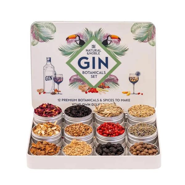 Natural & Noble Gin Making Kit Showing Botanical Ingredients.