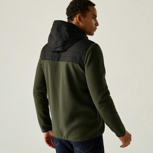 Regatta Mens Frankie Two Tone Borg Fleece Hybrid Jacket - Dark Khaki/Black