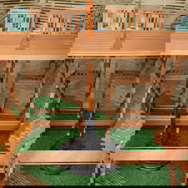 Samuel Alexander Outdoor 4 Person Folding Rectangular Wooden Garden Dining Table Chairs Grey Parasol and Base Set