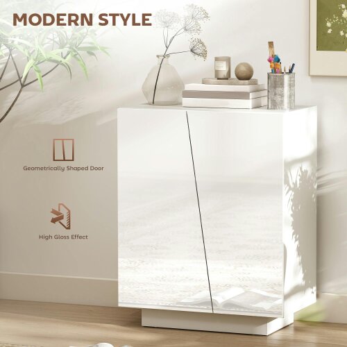 Wyld Haus Ranifa Modern High Gloss White Freestanding Storage Cabinet 2 Doors