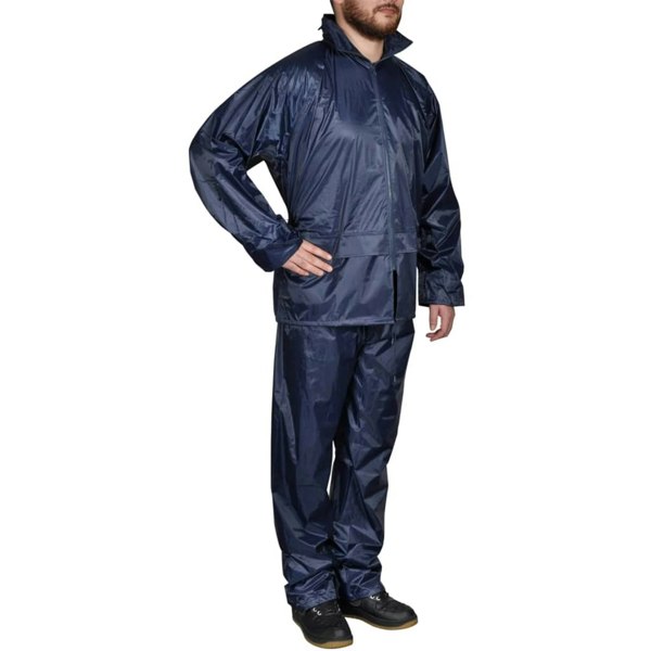 Berkfield Men's Navy Blue 2-Piece Rain Suit with Hood XL