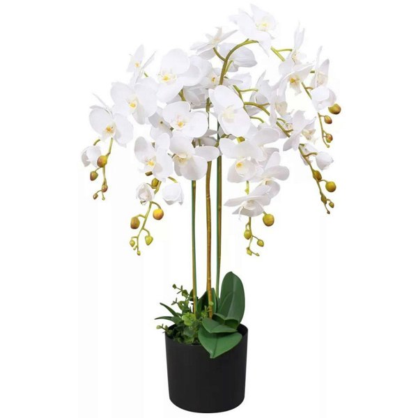 Leaf 85cm Leaf Design UK Realistic Artificial Orchid Flower Display in Pot