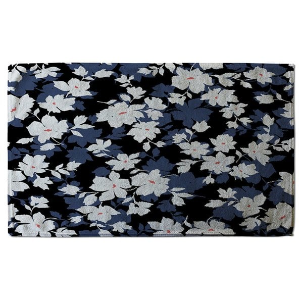 Benjamin Tate Design White, Black & Purple Flowers (Bath Towel)