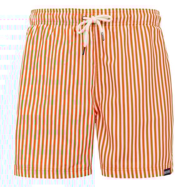 Regatta Mens Loras Stripe Swim Shorts - Celosia Orange