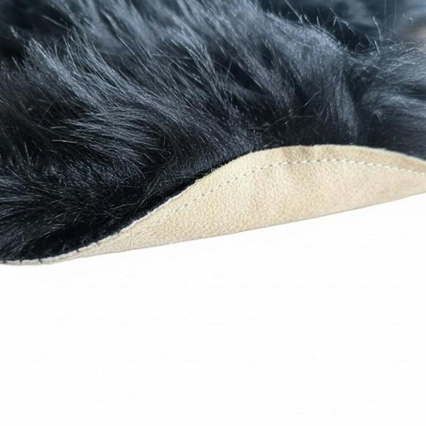 HomeSpace Direct Luxury Faux Rabbit Fur Rug Black