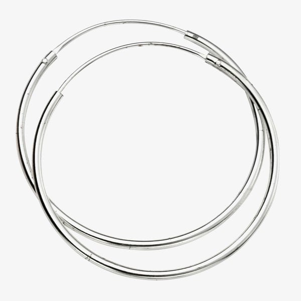 T. H. Baker Sterling Silver 30mm x 1.5mm Hoop Earrings H244