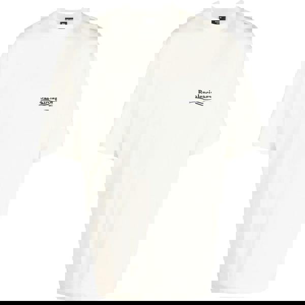 Balenciaga Embroidered Logo Blue Stripe Political Campaign T-Shirt   in  White