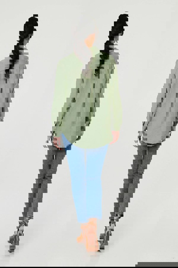 Sage | Long Sleeve Button-Front Shirt
