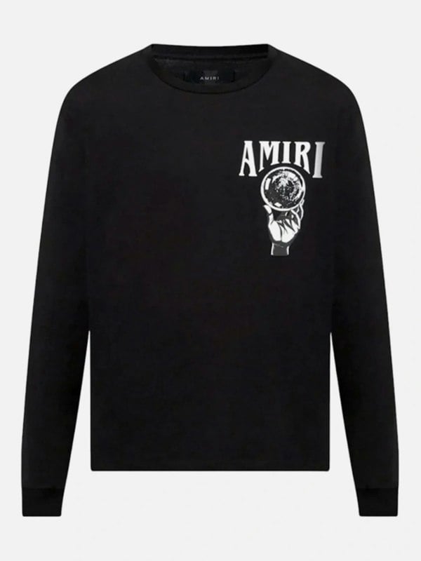 AMIRI CRYSTAL BALL LONG SLEEVE TEE BLACK