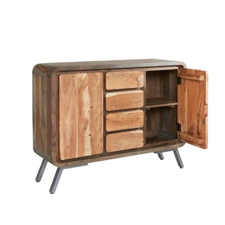 Wyld Haus Los Angeles Reclaimed Wood and Metal Large Sideboard 4 Drawers 2 Doors